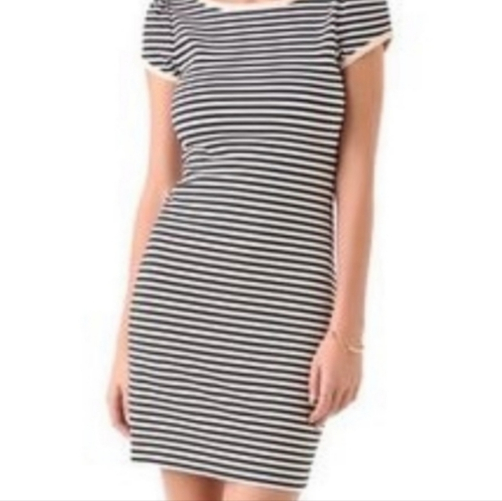 Juicy Couture black white striped mini bodycon dress Medium